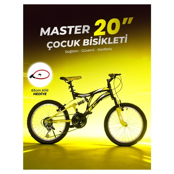 Belderia 20" Çift Amortisörlü Bisiklet 21 Vites - Sarı - Siyah - Görsel 8