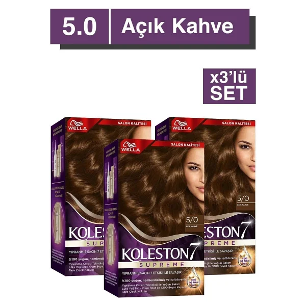 Wella Koleston Supreme Kit Saç Boyası 5/0 Açık Kahve X3 Adet - Görsel 2