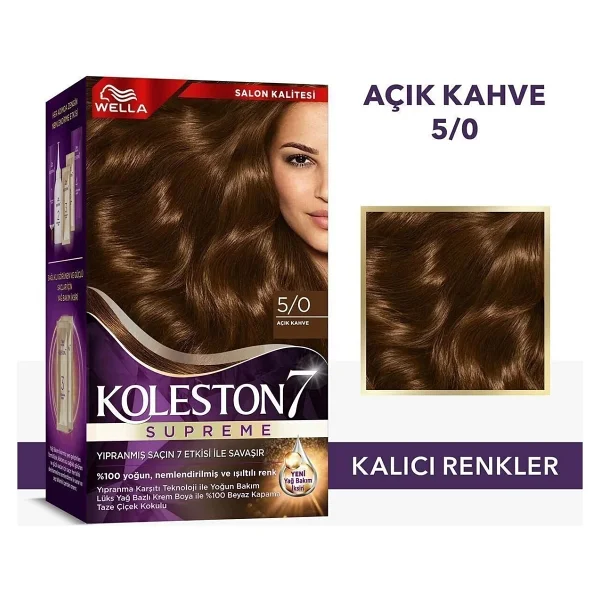 Wella Koleston Supreme Kit Saç Boyası 5/0 Açık Kahve X3 Adet - Görsel 3