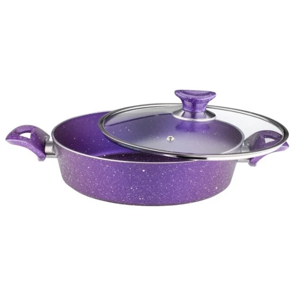 Arzu Cam Kapaklı Violet 26 cm Granit Pilav Tenceresi - Görsel 3
