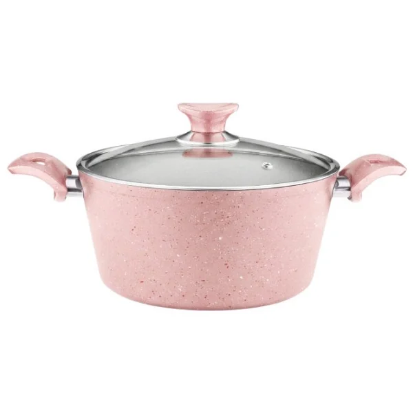 Arzu Cam Kapaklı Pembe 24 cm Derin Granit Tencere - Görsel 3