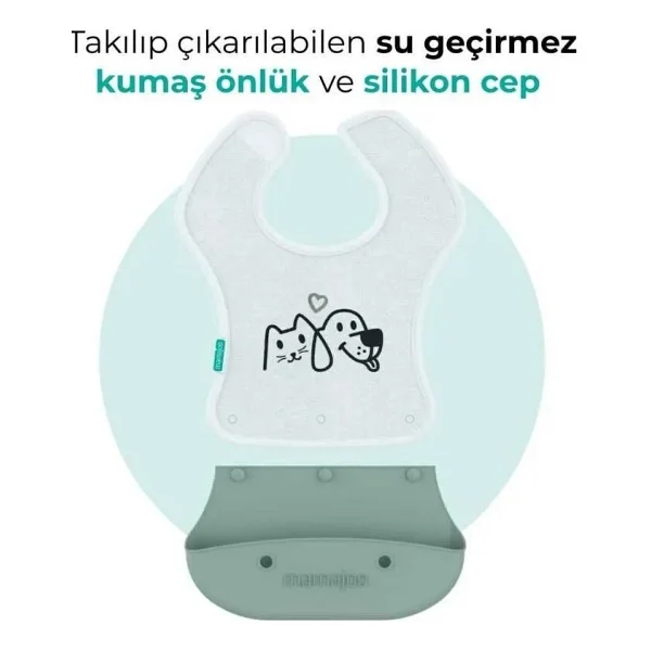 Mamajoo 2 in 1 Katlanır Powder Green Mama Önlüğü - Görsel 9