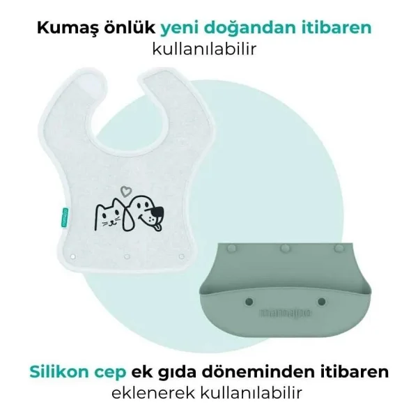 Mamajoo 2 in 1 Katlanır Powder Green Mama Önlüğü - Görsel 10