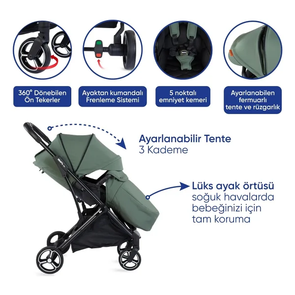 Kraft Viva I-Size Travel Sistem Bebek Arabası - Görsel 6