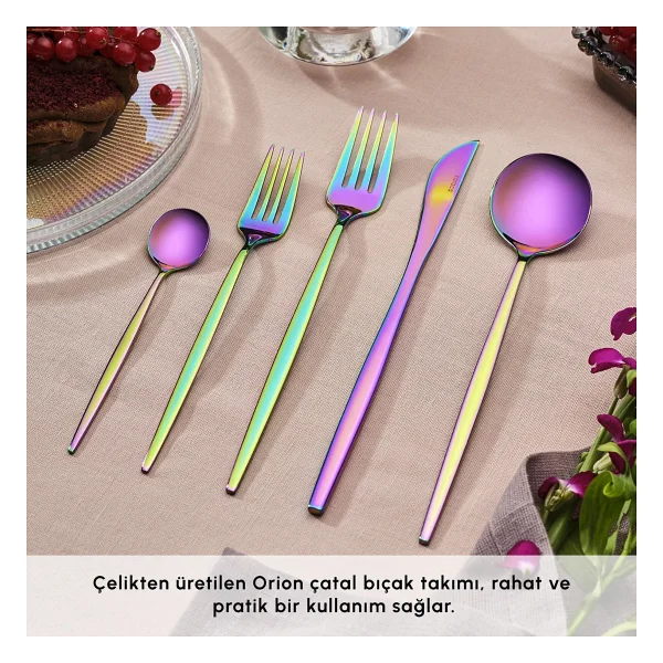 Karaca Orion Rainbow 30 Parça 6 Kişilik Çatal Kaşık Bıçak Takımı - Görsel 4