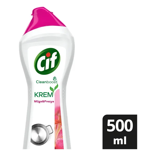 Cif Cleanboost Krem Frezya ve Müge Çiçeği Yüzey Temizleyici 500 ml - Görsel 9