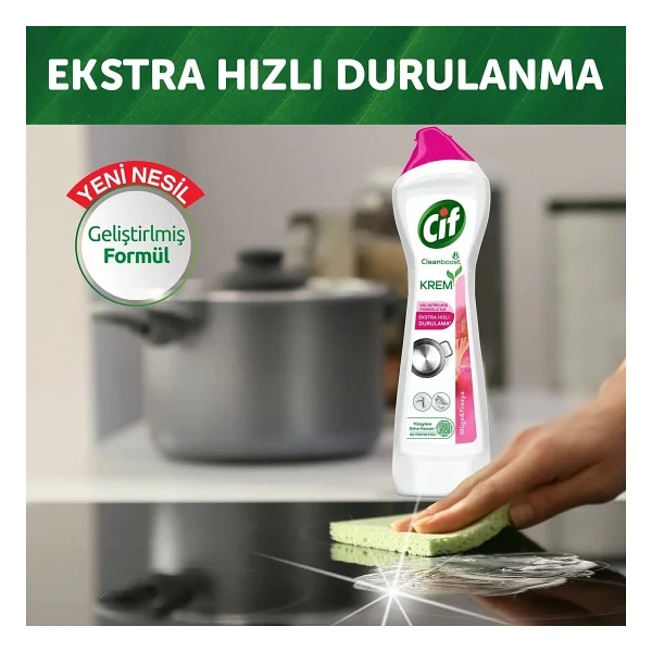 Cif Cleanboost Krem Frezya ve Müge Çiçeği Yüzey Temizleyici 500 ml - Görsel 4