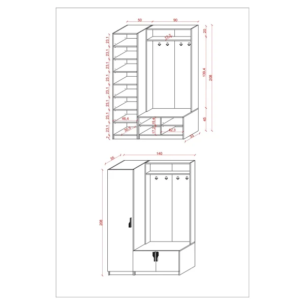 Asra Trend Lüks Çok Raflı Portmanto Askılı Vestiyer %100 MDF Çok Raflı Ayakkabılık V01 - Kül Grisi - Görsel 5
