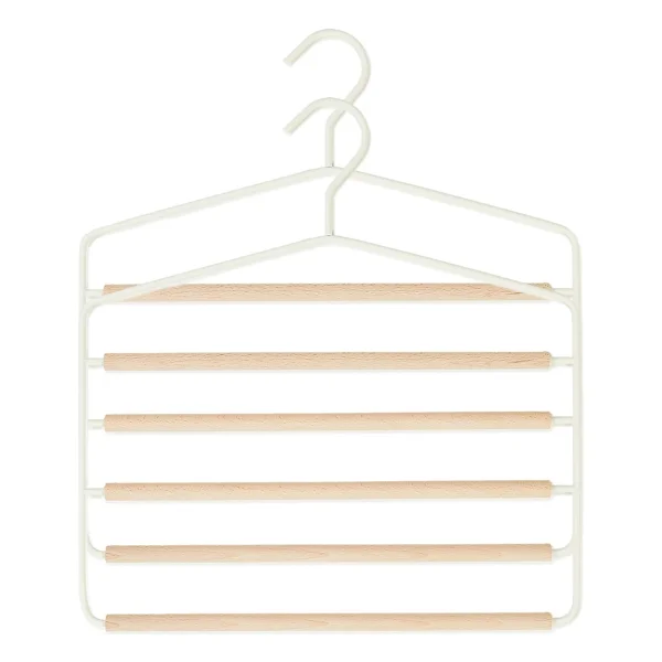 Ocean Home Textile 2'li 3 Katlı Ahşap Destekli Mat Beyaz Renk Metal Giysi Askısı 32 x 36.5 x 0.47 cm - Görsel 6
