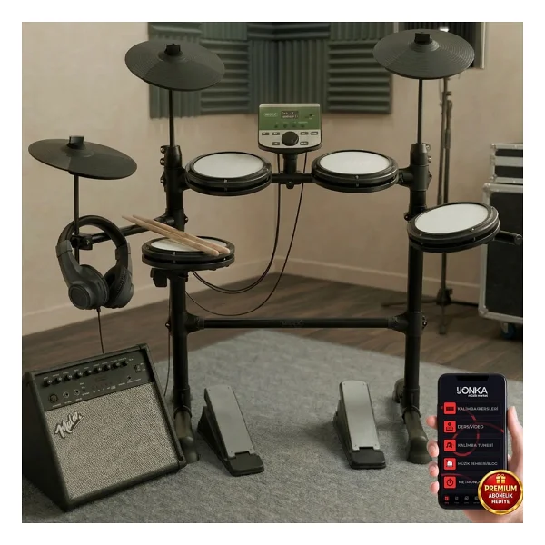 Midex DDX-110BT-70AMP 70W Amfili Profesyonel Dijital Davul Elektronik Bateri Seti - Siyah - Görsel 5
