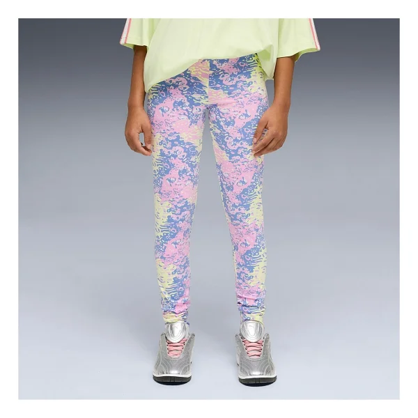 Puma Aop High Waist Kız Çocuk Tayt - Yeşil - Mor - Görsel 6