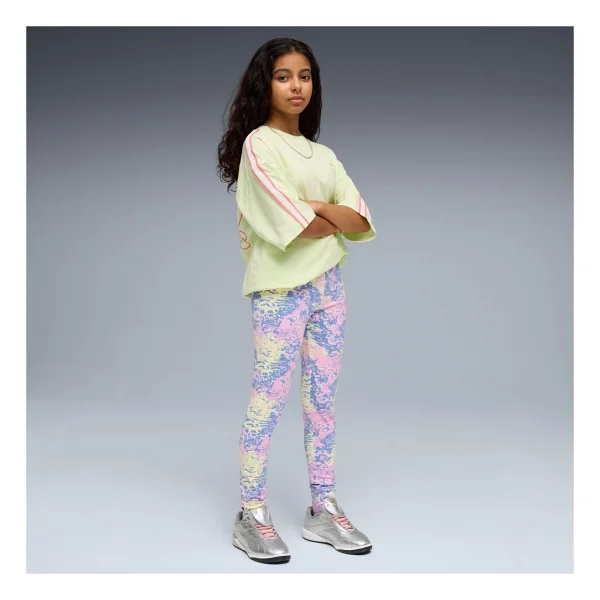 Puma Aop High Waist Kız Çocuk Tayt - Yeşil - Mor - Görsel 3