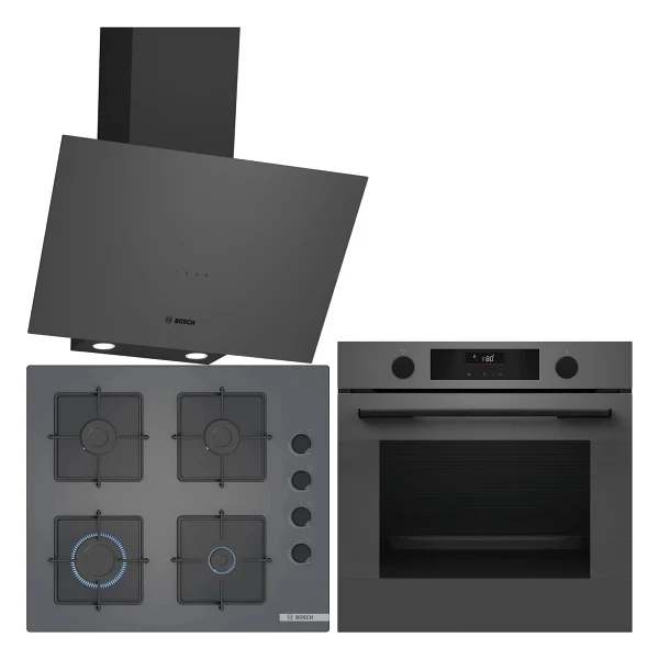 Bosch Gri 3 Lü Ankastre Set 486 ( HUA736EN0T - POP6C9P31O - DWK64PJ70T ) - Buhar Destekli - - Görsel 5