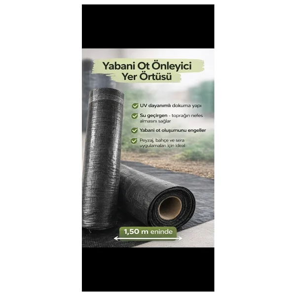 Jüt /malç Taban Örtüsü-Sera Yerörtüsü-Peyzaj Uygulama Örtüsü Yabani Ot Engelleme Örtüsü(1,50x50 Mt) - Görsel 2