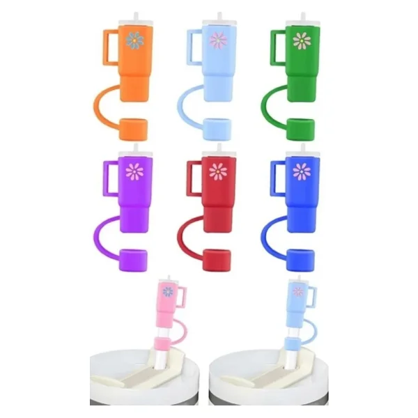 Belirtilmemiş Stanley Termos Uyumlu Stanley Pipet Tıpası Quencher Pipet Tıpası Çiçek Detaylı Pipet Tıpası - Pembe - Görsel 4