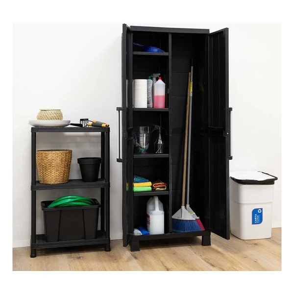 Evinizin Atölyesi 3 Raflı ve Uzun Bölmeli, Bahçe Dolabı, Balkon Dolabı, Plastik Dolap 65X37X173 - Görsel 2