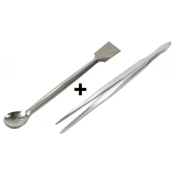 Labolist Spatül Öğrenci Tipi + Penset Düz Sivri Uçlu 16 Cm Nikel Kaplama - Görsel 2