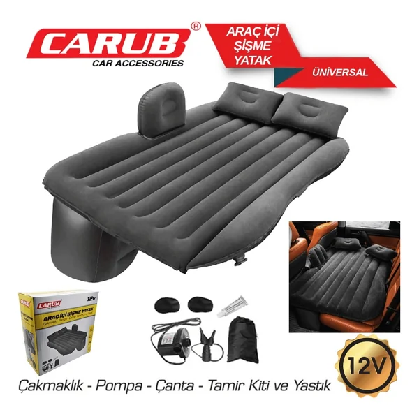 CARUB Araç İçi 12V Şişme Yatak Pompa + Yastık Seti - Görsel 2