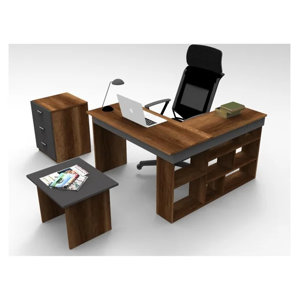 Robin Home Boston L Ofis Çalışma Masası Ofis Takımı Masa Sehpa Keson Barok-Antrasit - Görsel 2