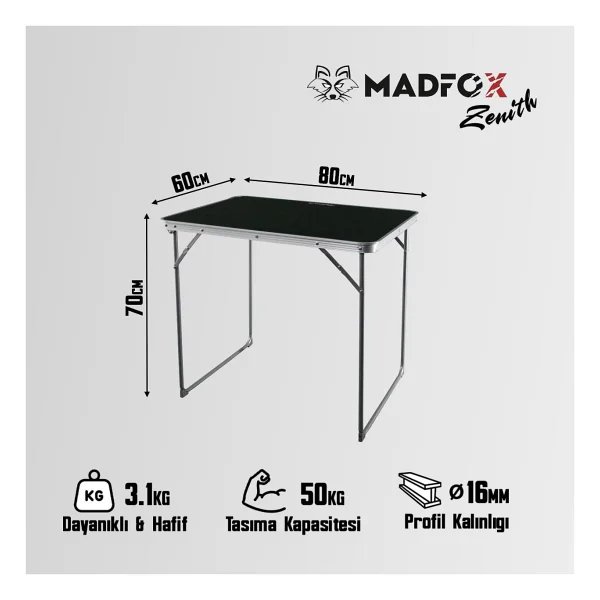 Madfox Zenith Katlanır Kamp Masası SİYAH - Görsel 7