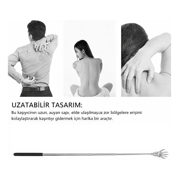 Coverzone Teleskopik Sırt Kaşıma Aparatı Uzatılabilir Sırt Kaşıyıcı 20-56 cm Alüminyum Gövdeli El Şeklinde Back Scratcher Ergonomik Tutma Saplı Pratik Vücut Kaşıma Aleti Ev Ofis Seyahat Kullanımı - Görsel 4