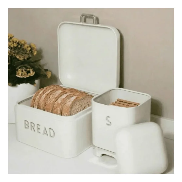 Sarkap Home Krem Galvaniz 5,6 L Bread Küçük Boy Ekmeklik - 200x140mm & 2 L Storage Kutu - 115x150mm Set - Görsel 5