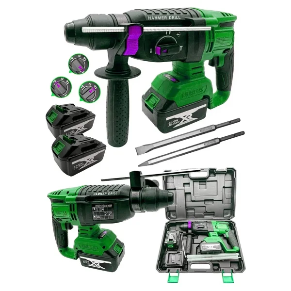 MOONSHOP Şarjlı 2.6 Kg Kırıcı Delici Çift Akülü 124 Vf 3 Fonksiyon Kırıcı-Delici-Kırıcı Delici Hilti Matkap - Görsel 2