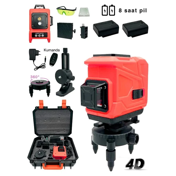 Moonshop Pro 360° 12 Köşe Otomatik Hizalamalı Lazer Metre Hizalama Yeşil Çizgili Lazer Hizalama Su Terazisi. - Görsel 2