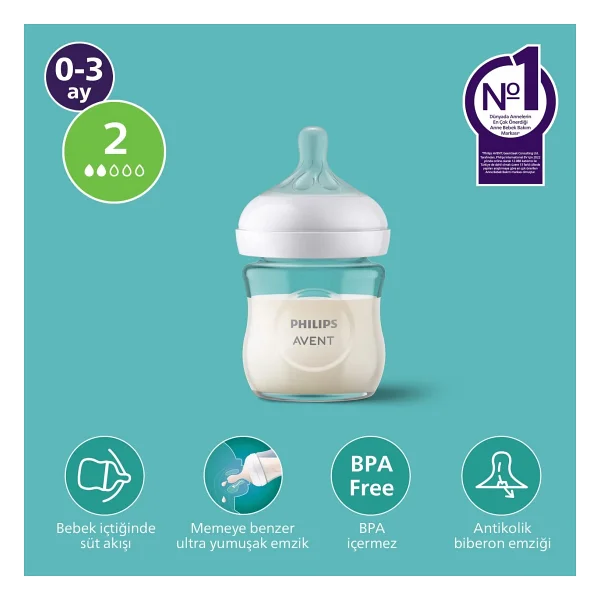 Philips Avent SCY930/01 Natural Response 120 ml Cam Biberon - Görsel 2