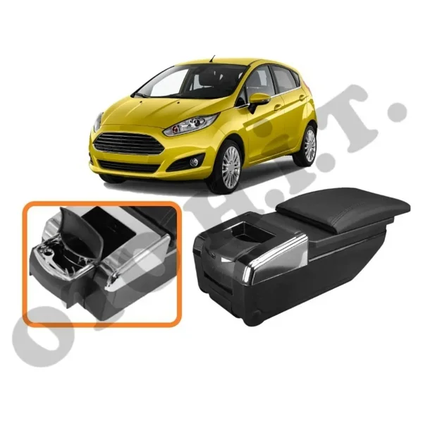 Oto H.İ.T. Ford Fiesta 2012 Üzeri Uyumlu Bardaklıklı Lüks Kol Dayama Kolçak Siyah İthal. - Görsel 2