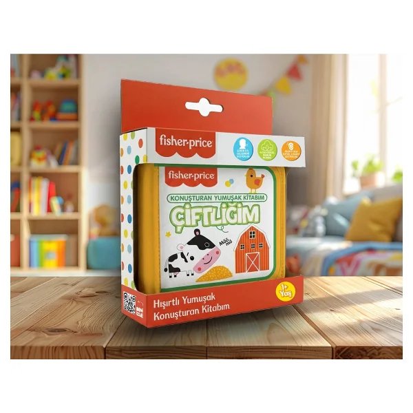 Fisher-Price Konuşturan Bebek Kitabı Hışırtılı Sesli, Duyusal, Zeka Gelişim 0-3 Yaş Kitap Eğitim Seti (Renkler) - sayılar - Mavi - Görsel 8
