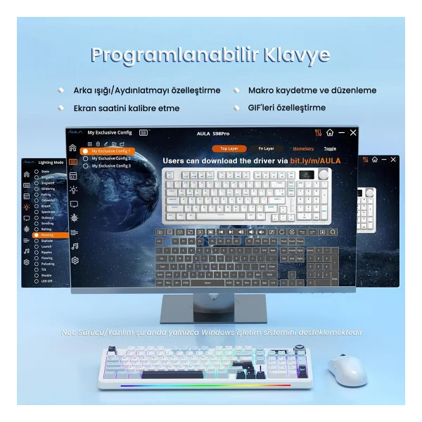 Aula S98 Pro Lacivert RGB %98 Star Vector Switch Kablolu/Kablosuz Mekanik Oyuncu Klavyesi - Görsel 5