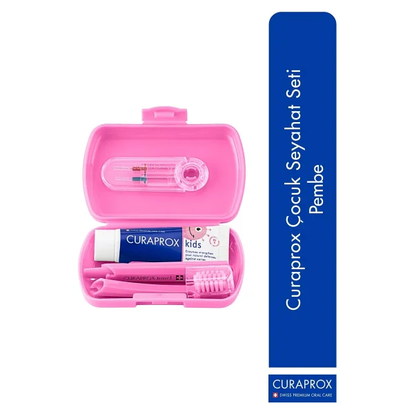 Curaprox Kids Travel Pembe Çocuk Seyahat Seti - Görsel 9