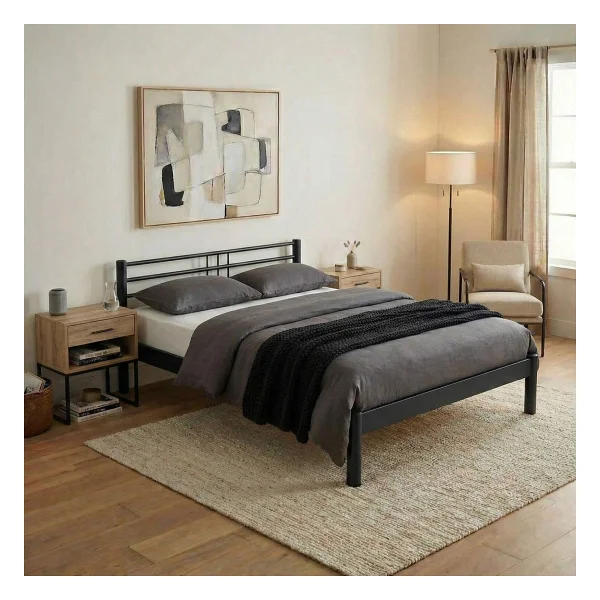 Unimet Asos-S Metal Karyola - Siyah - Konik Geçme - Konfor Destekli Latalı - 140x190/140x200/150x200/160x200 - 140 x 190 cm - Görsel 8