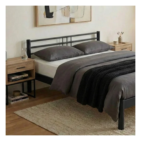 Unimet Asos-S Metal Karyola - Siyah - Konik Geçme - Konfor Destekli Latalı - 140x190/140x200/150x200/160x200 - 140 x 190 cm - Görsel 2