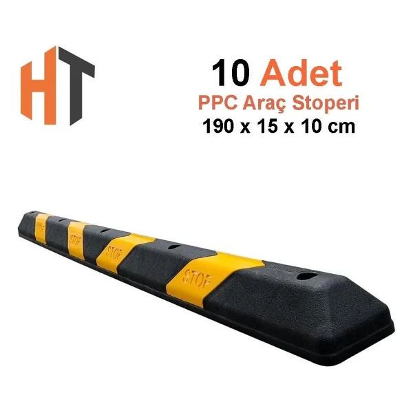 Hayat Trafik Plastik Oto Park Araç Stoperi 190 cm Siyah-Sarı 10'lu Set - Görsel 4