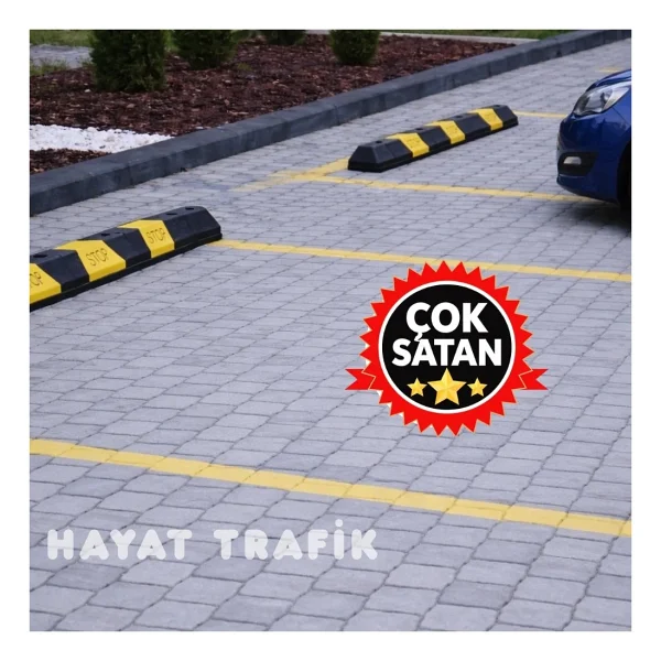 Hayat Trafik Plastik Oto Park Araç Stoperi 190 cm Siyah-Sarı 10'lu Set - Görsel 2