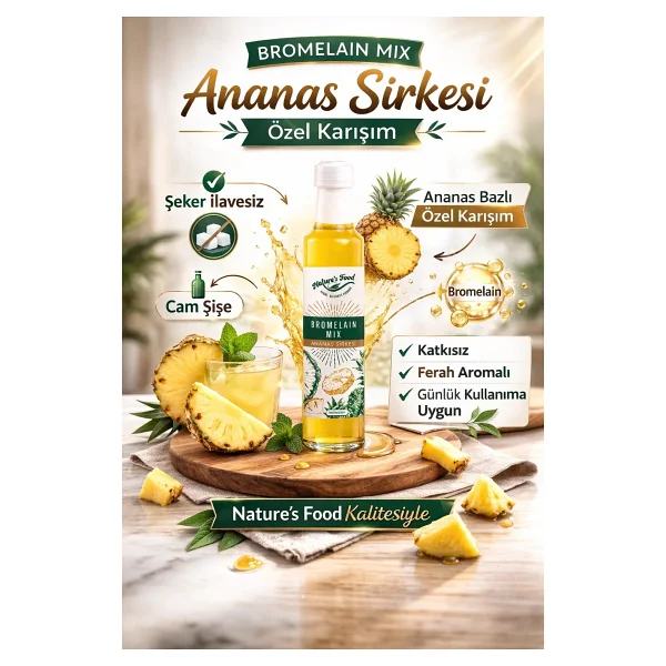 Nature's Food Bromelain Mix Şurubu , Detoks Sirkesi , Ananas sirkesi , 250 ml - Görsel 2