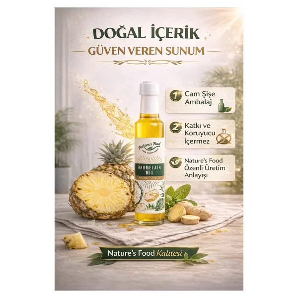 Nature's Food Bromelain Mix Şurubu , Detoks Sirkesi , Ananas sirkesi , 250 ml - Görsel 4