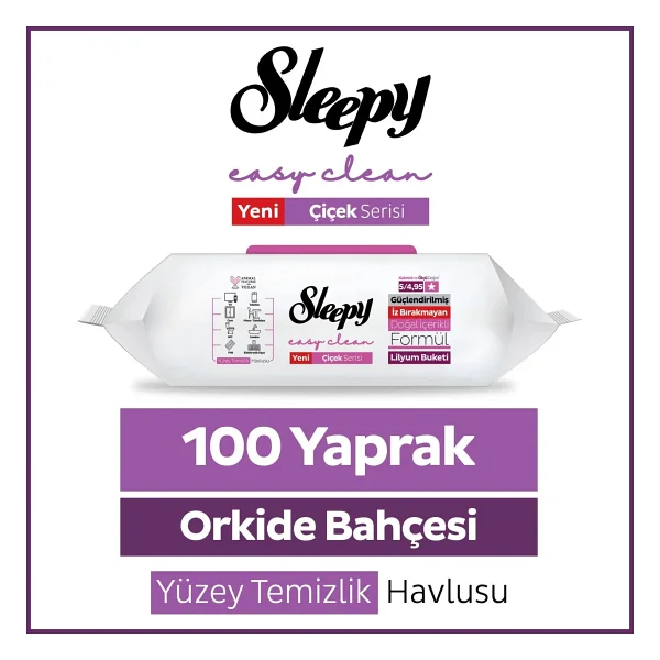 Sleepy Easy Clean Orkide Bahçesi Yüzey Temizlik Havlusu 100 Yaprak - Görsel 7