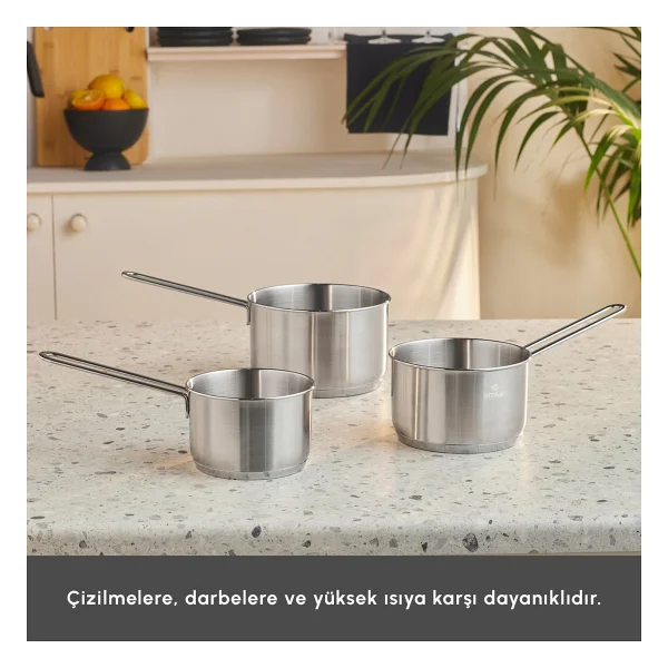 Emsan Fiorino 3'lü Mini Çelik Sos Tenceresi - Görsel 4