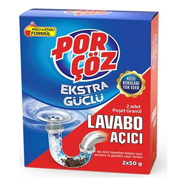 Porçöz Granül Lavabo Açıcı 2x50 gr - Görsel 7