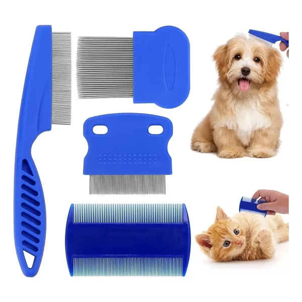 4'lü Kedi Köpek Bit Ve Pire Tarağı 4 Lü Set Ince Tüy Tarama - Görsel 2
