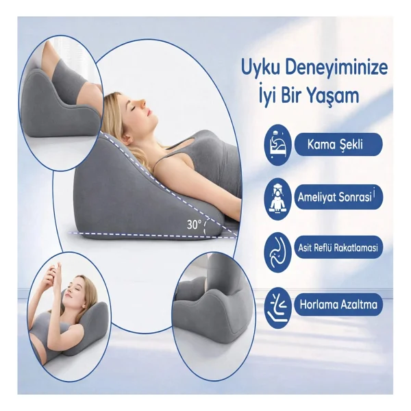 VISCORA Üçgen Pozisyon Yastığı İlişki ve Dinlenme Pozisyon Desteği 3D Ergonomik Visco 23x50x40 - Görsel 4