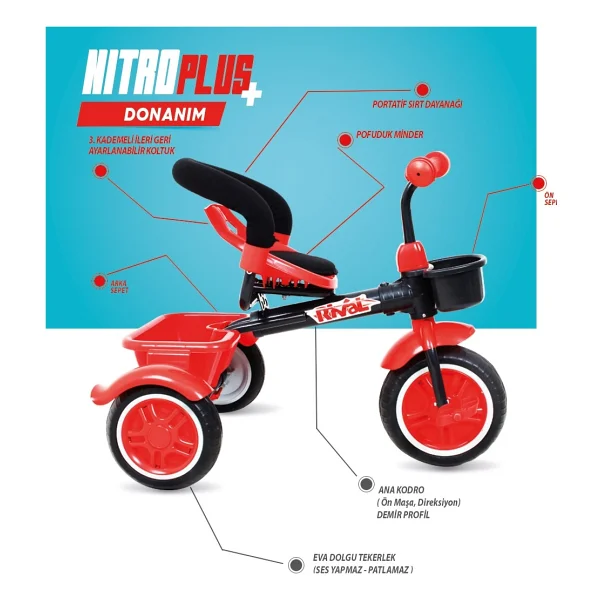 Rival RV502 Nitro Plus Siyah 3 Tekerlekli Bisiklet - Görsel 2