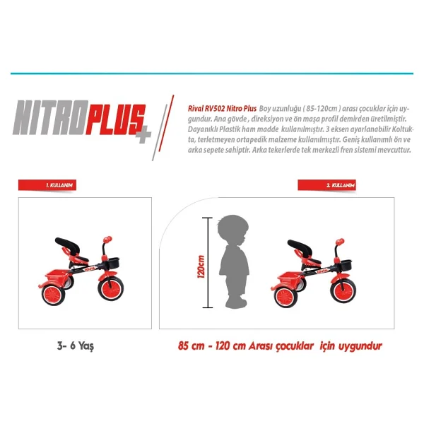 Rival RV502 Nitro Plus Siyah 3 Tekerlekli Bisiklet - Görsel 3