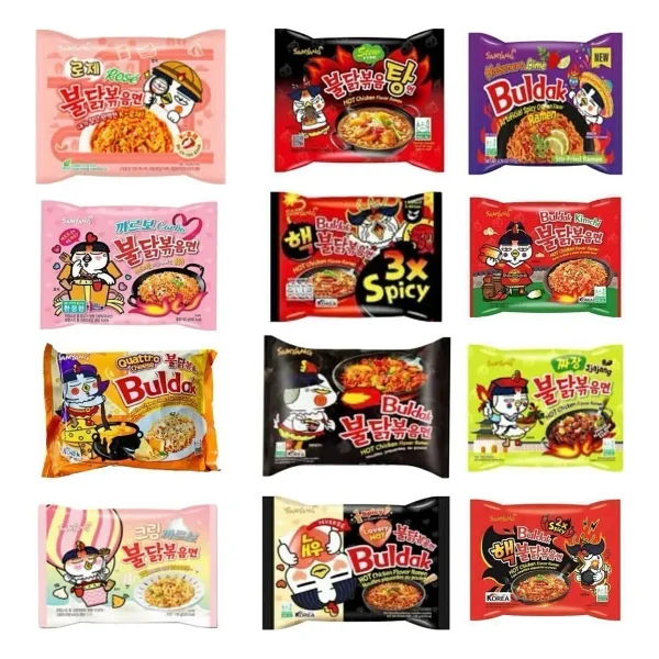 SAMYANG Buldak Ramen 12 Flavor Combo /ramen/hot/hazir Noodle Kore Orijinal Helal 12adet/ 5 Çift Desen Hediye - Görsel 2