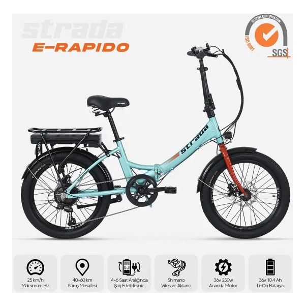 Strada E-Rapido 250 W Katlanabilir Elektrikli Bisiklet - Görsel 9