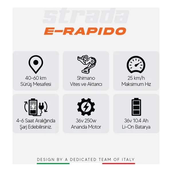 Strada E-Rapido 250 W Katlanabilir Elektrikli Bisiklet - Görsel 2