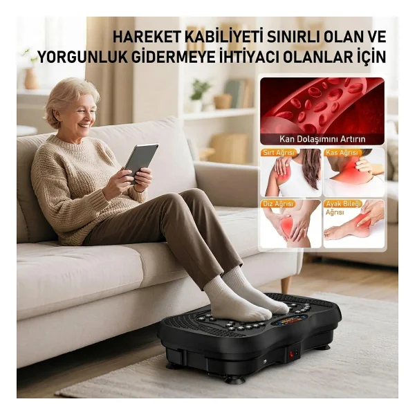 Fastgo Bluetooth'lu Titreşimli Egzersiz Aleti Tüm Vücut Egzersizi Karın Kol Bacak Ev Ofis Spor Aleti - Siyah - Görsel 2
